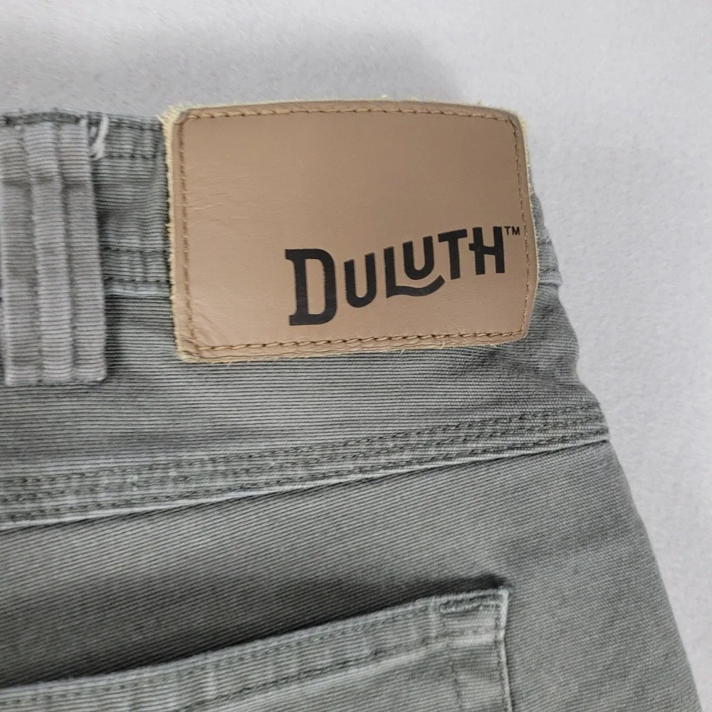 Duluth Trading Mens Pants‎ 40x30 Gray Green Flex Fire Hose Slim Fit Work Canvas